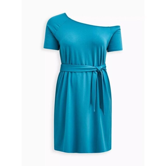 New TORRID Mini French Terry Off-Shoulder Tee‎ Shirt Dress Size 0 Large 12 $65 - Picture 3 of 14